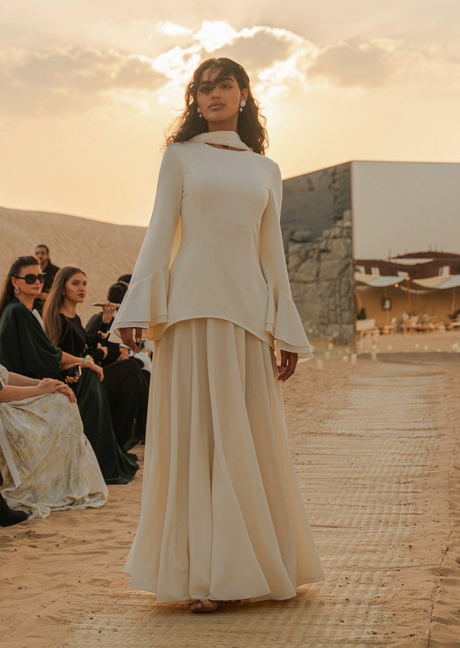Asymmetrical Draped Bodice Ruffle Maxi Dress – Queena Wish