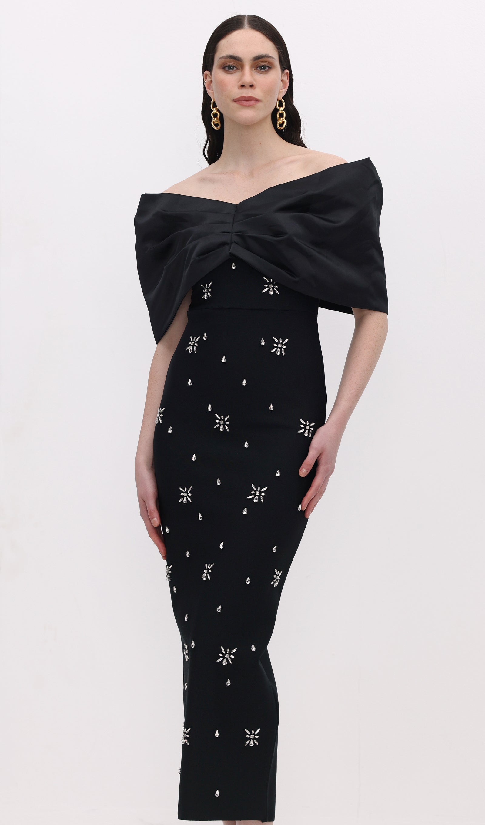 knee length dresses for ladies Joanna Andraos Black Diamond Midi Dress main image 1