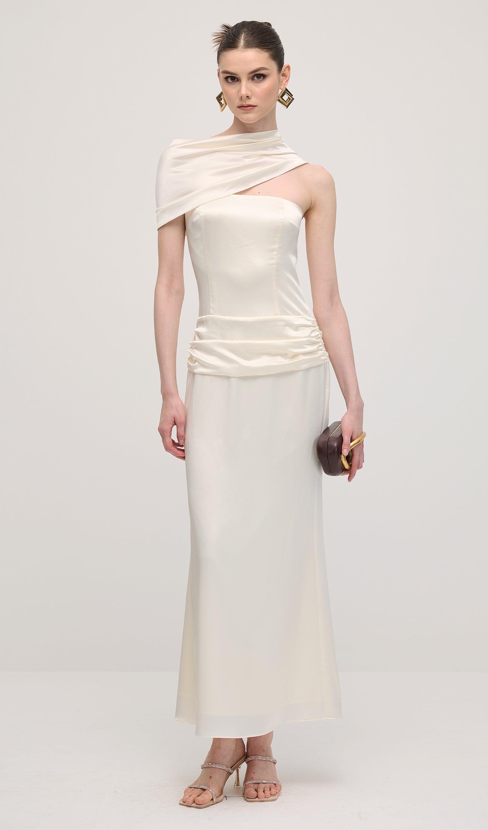 Satin Bodycon Maxi Dress – Queena Wish