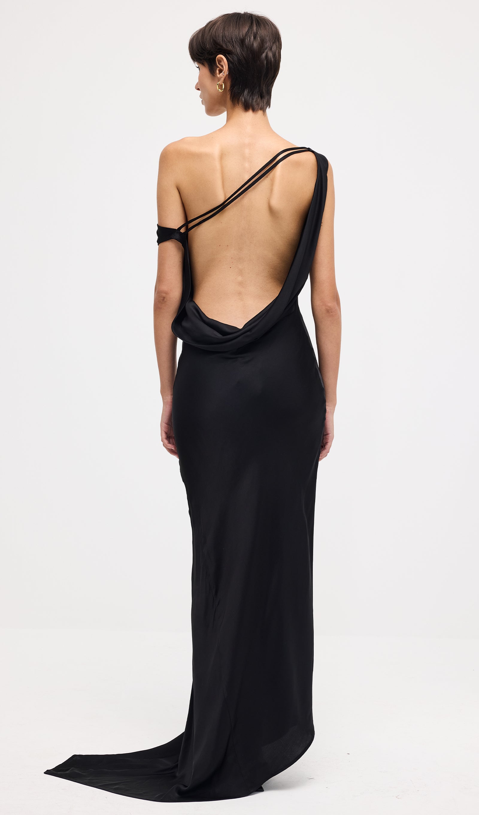 asymmetrical modal dress Black/White Colorblock Asymmetrical Dress