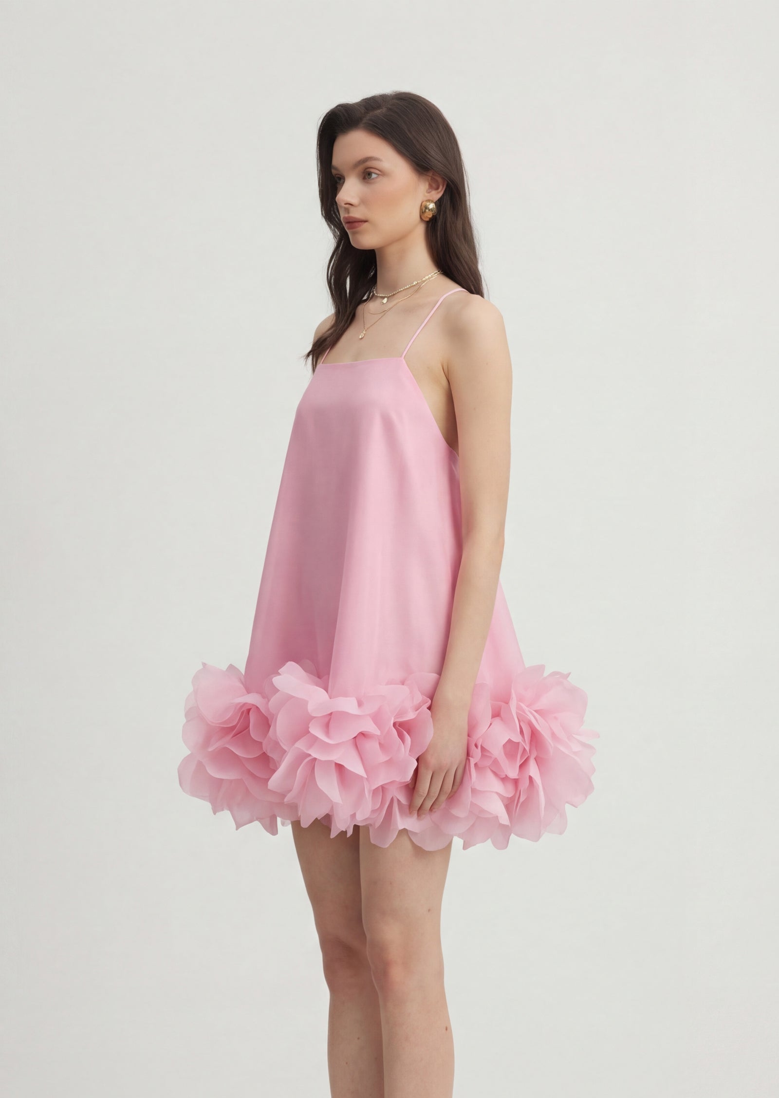 Floral Organza Mini Dress In Pink