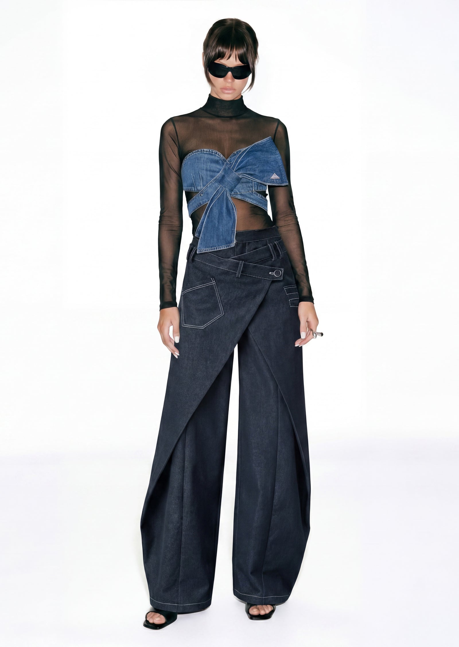 Norma Fake Two-Piece Wide-Leg Jeans