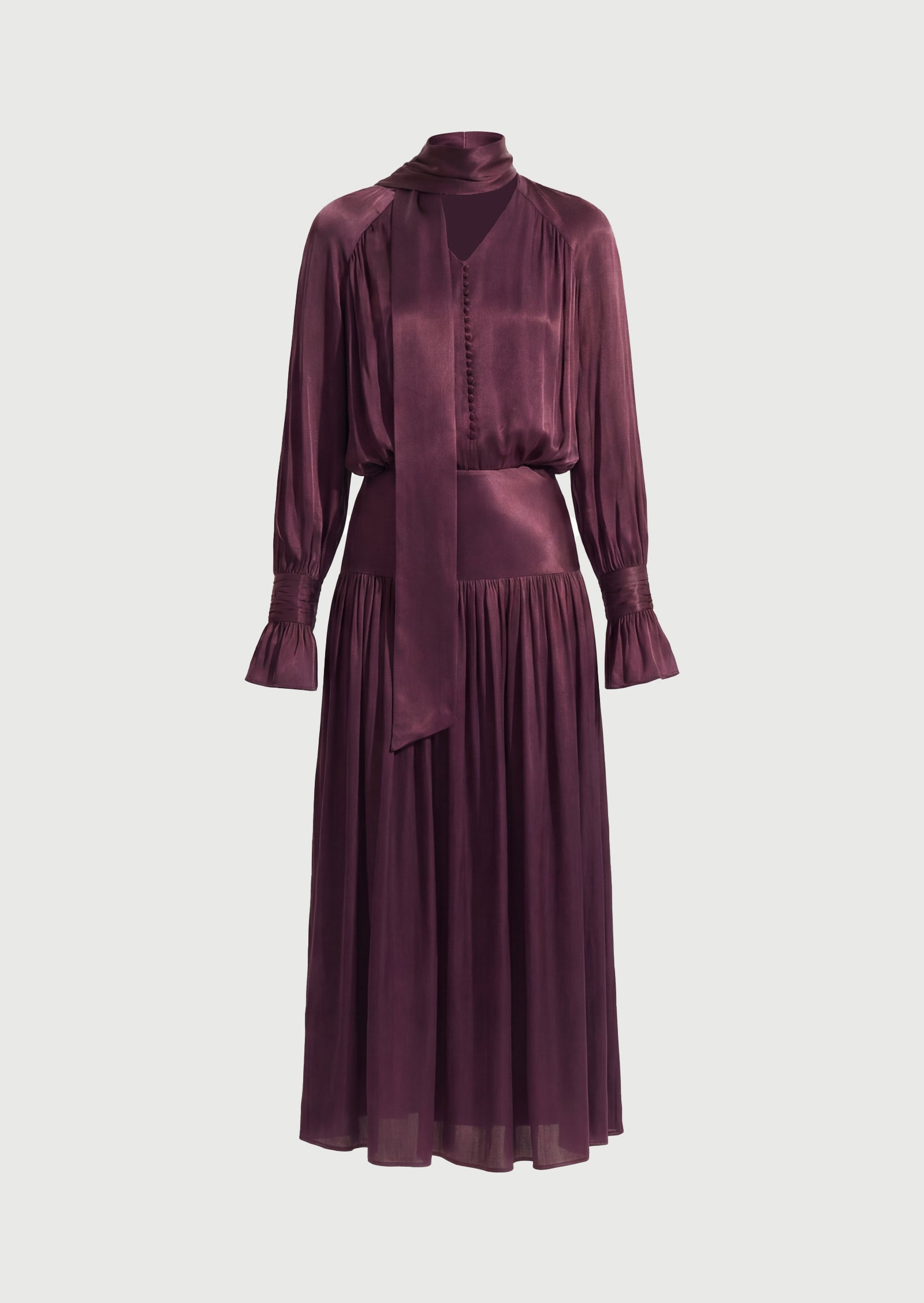 Viscose Midi Dress With Matching Ribbon Scarf