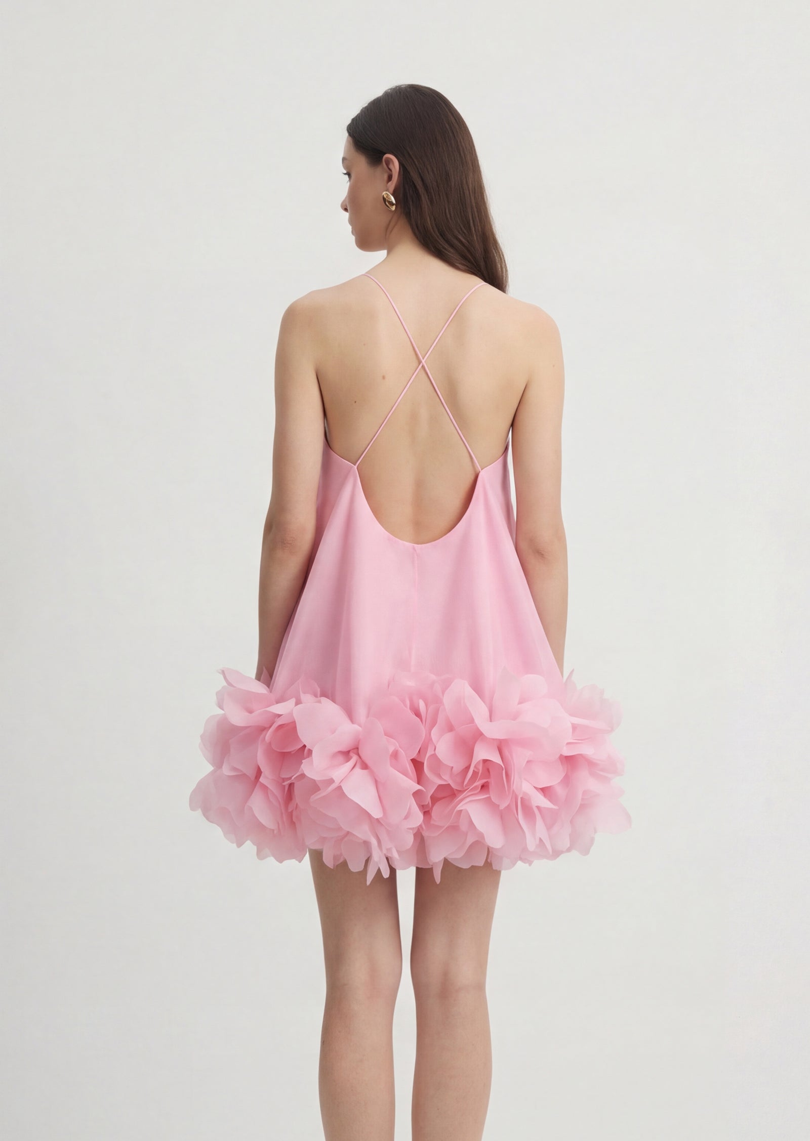 Floral Organza Mini Dress In Pink