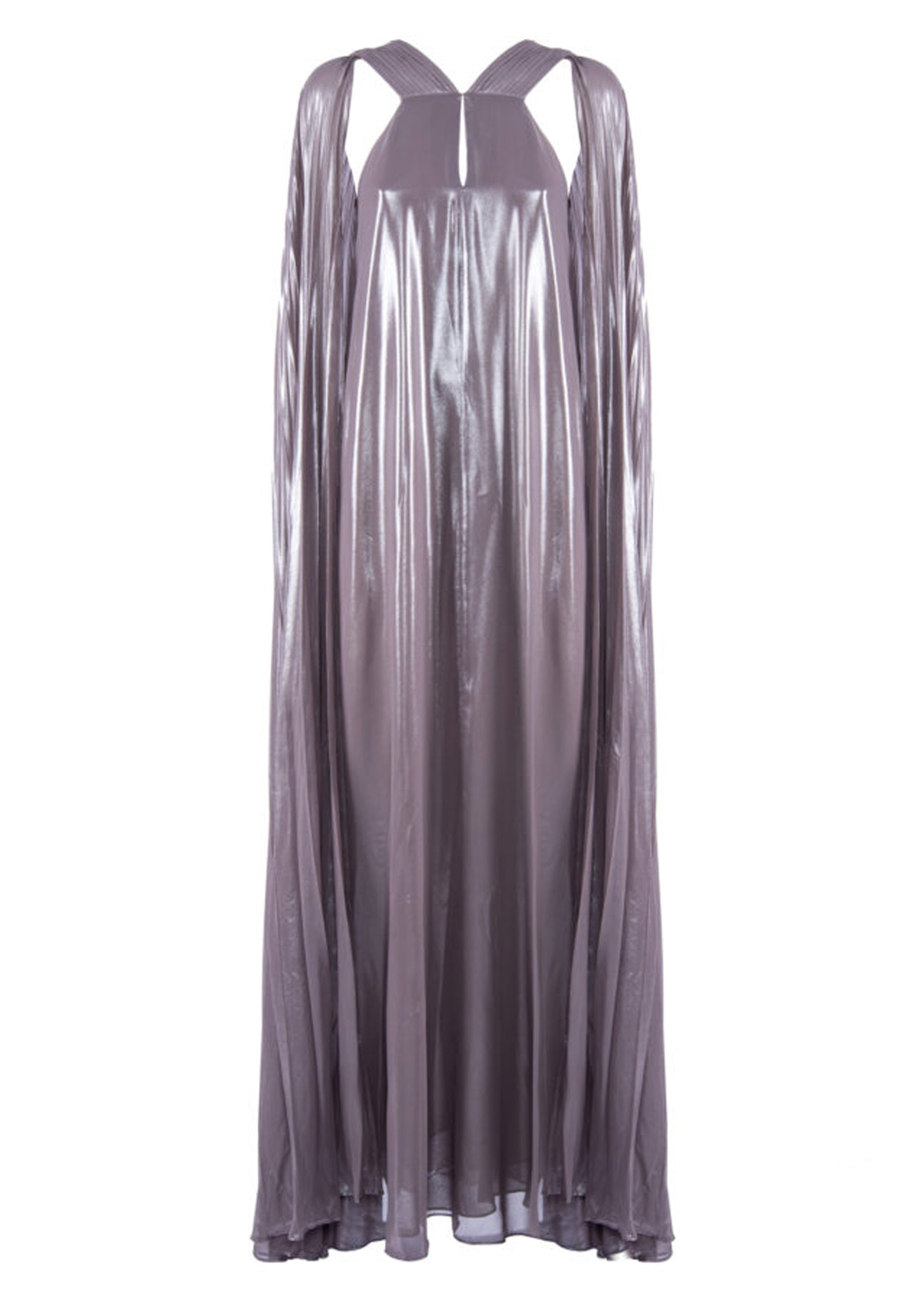 Noor Elegance Metallic Pleated V-Neck Maxi Dress