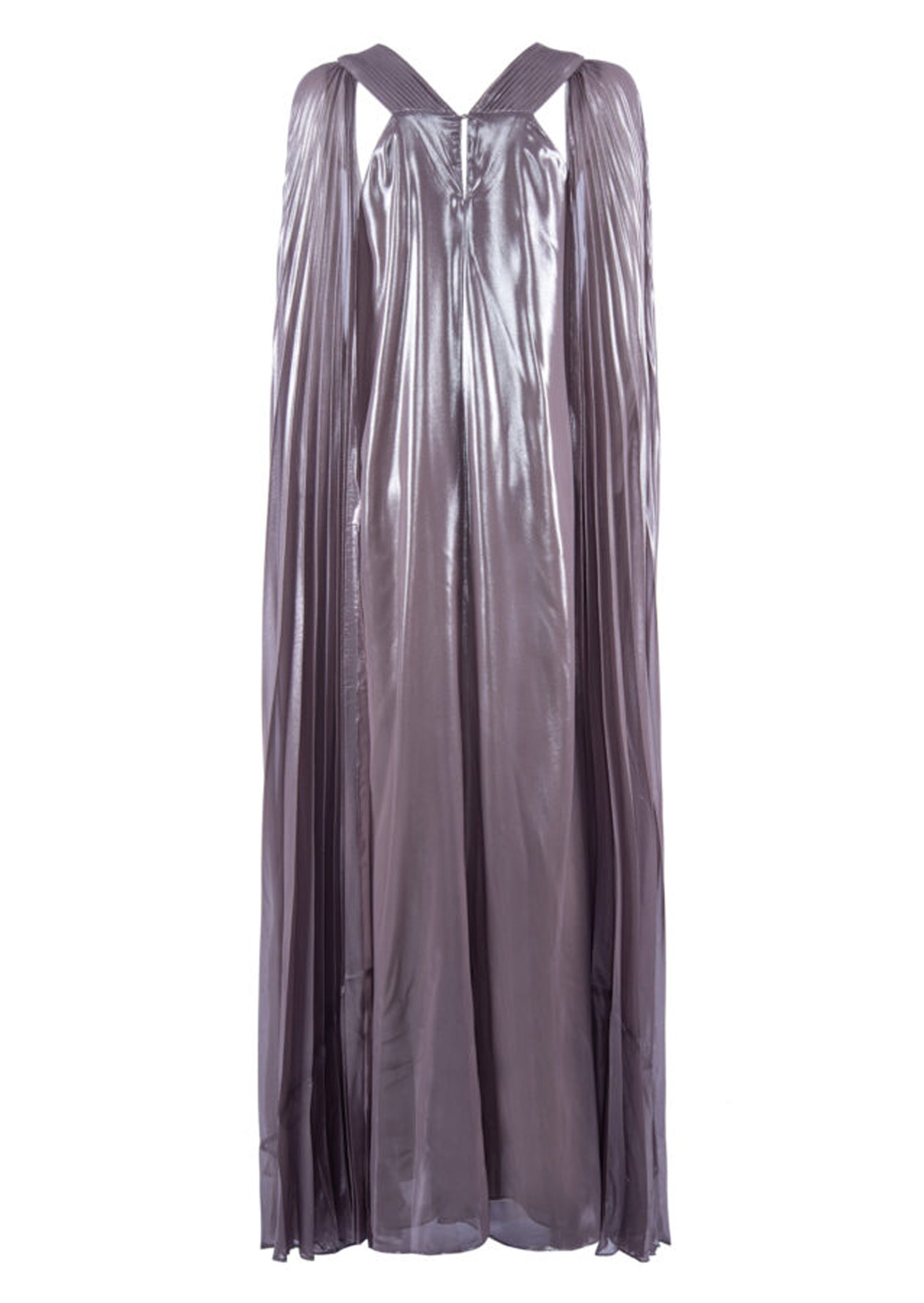 Noor Elegance Metallic Pleated V-Neck Maxi Dress