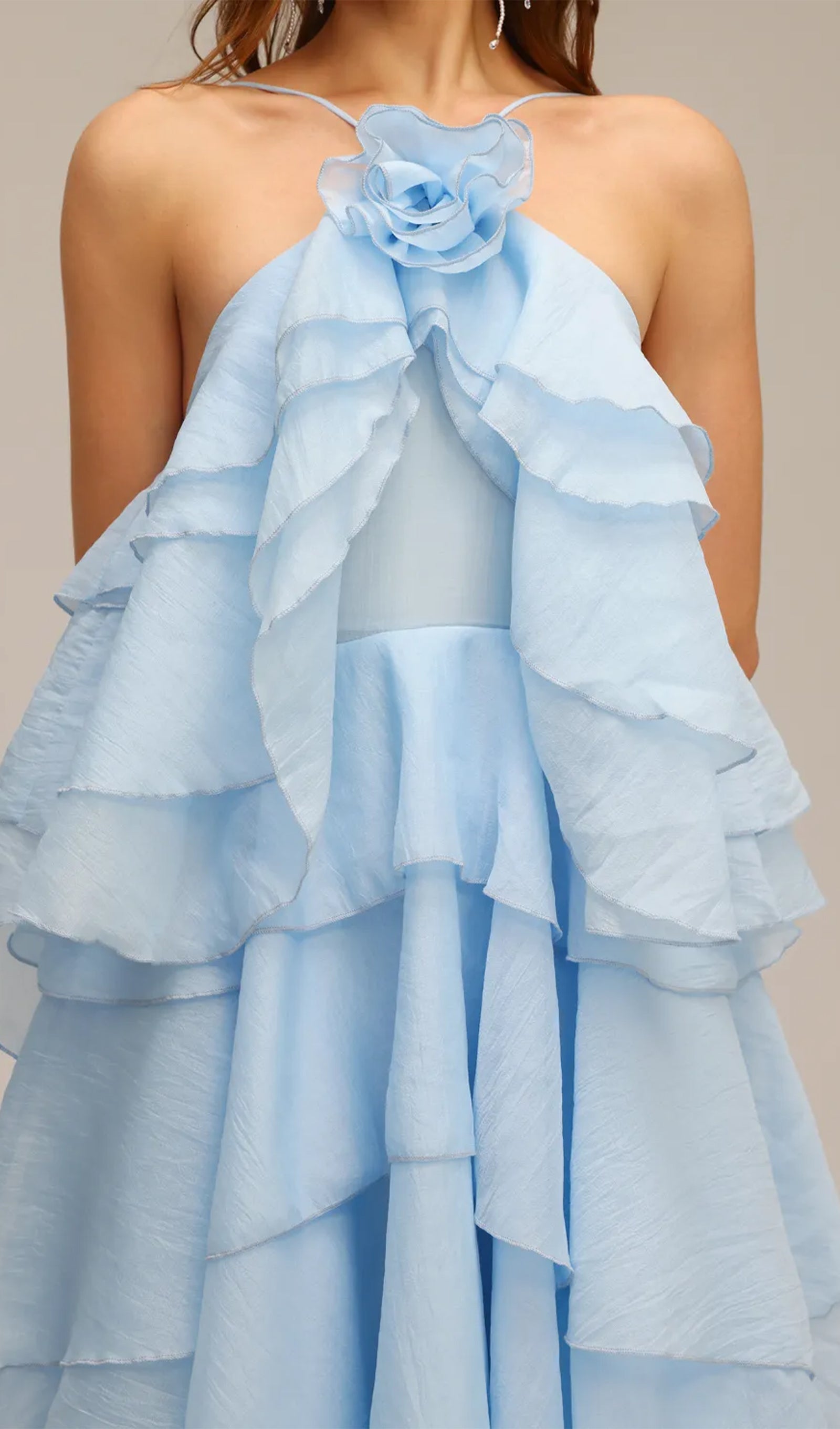 Midikleid in A-Linie mit Blumenmuster und Laternenärmeln