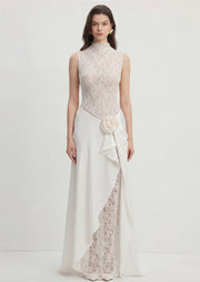 Satin Lace Pleats Gown