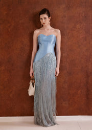 Jasiel Strapless Maxi Dress In Blue