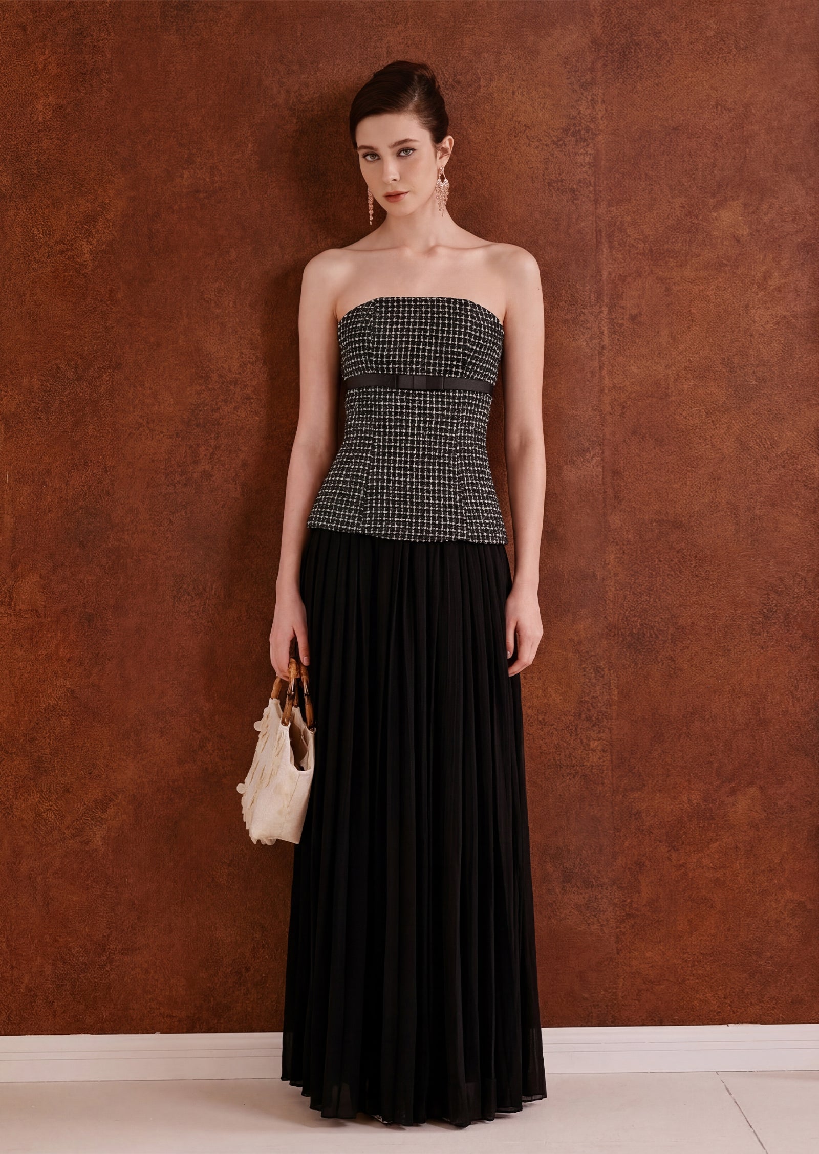 Midikleid in A-Linie mit Blumenmuster und Laternenärmeln