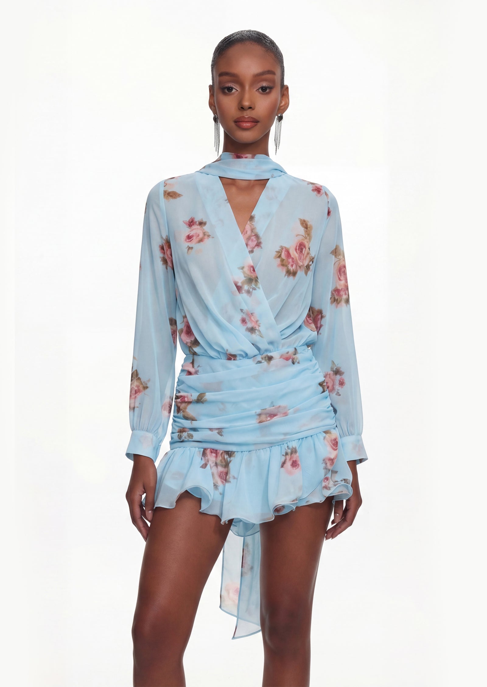 Martha Floral Print Chiffon Mini Dress