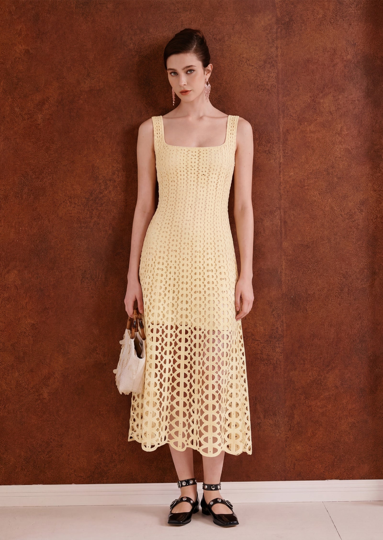 Baduhilt Crochet Maxi Dress In Yellow