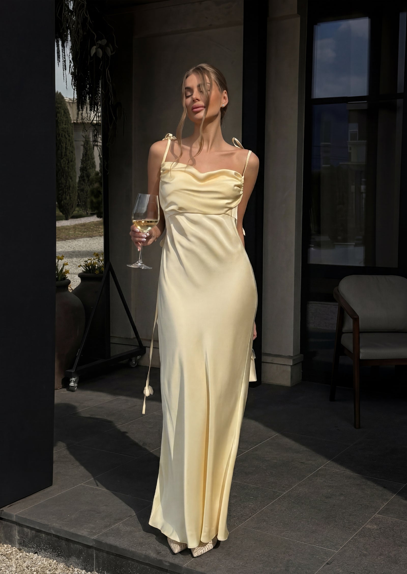 Ulther Satin Backless Slip Maxi Dress