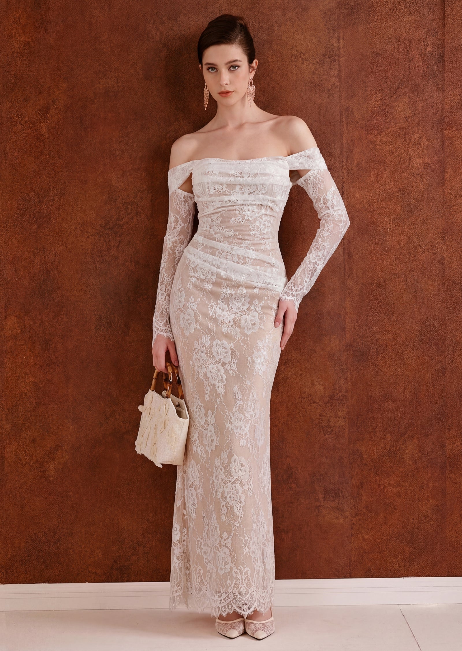 Midikleid in A-Linie mit Blumenmuster und Laternenärmeln