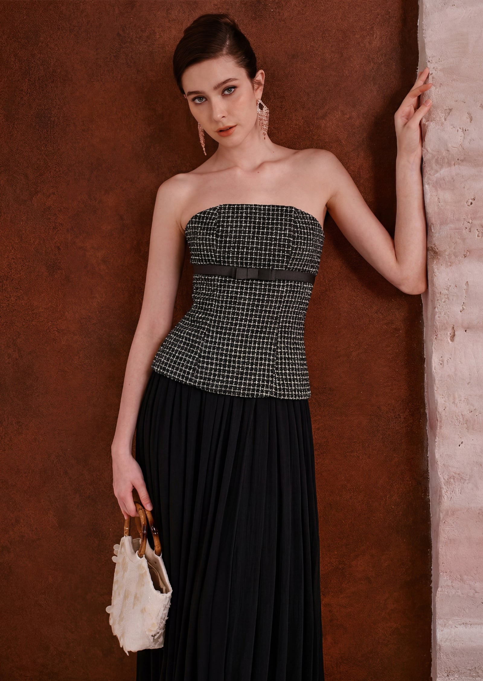Midikleid in A-Linie mit Blumenmuster und Laternenärmeln