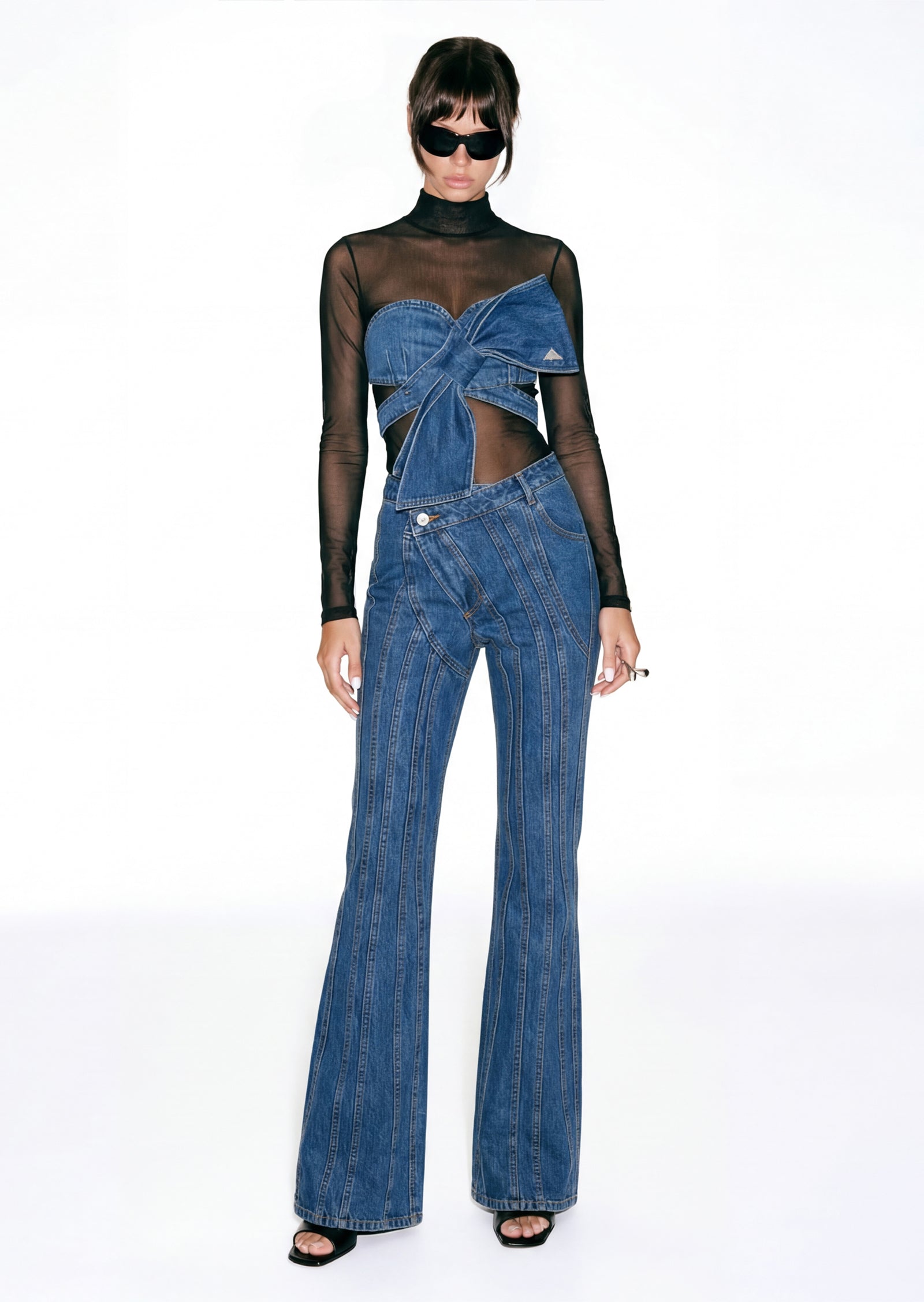 Pippa Bow Detail Denim Top