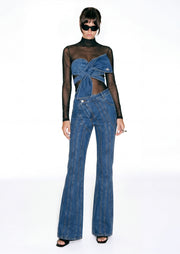 فستان ماكسي أنيق بدون أكتاف - أزرق فاتح 