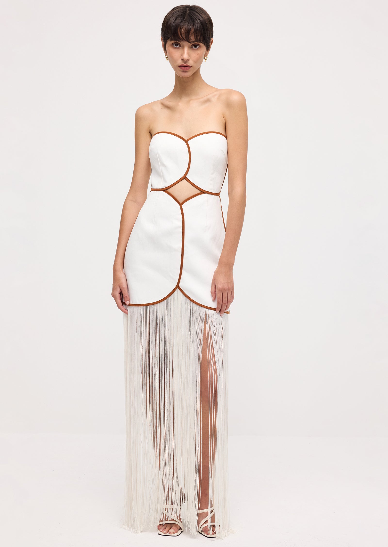 Tassel Off Shoulder Hollow Out Maxi Dress
