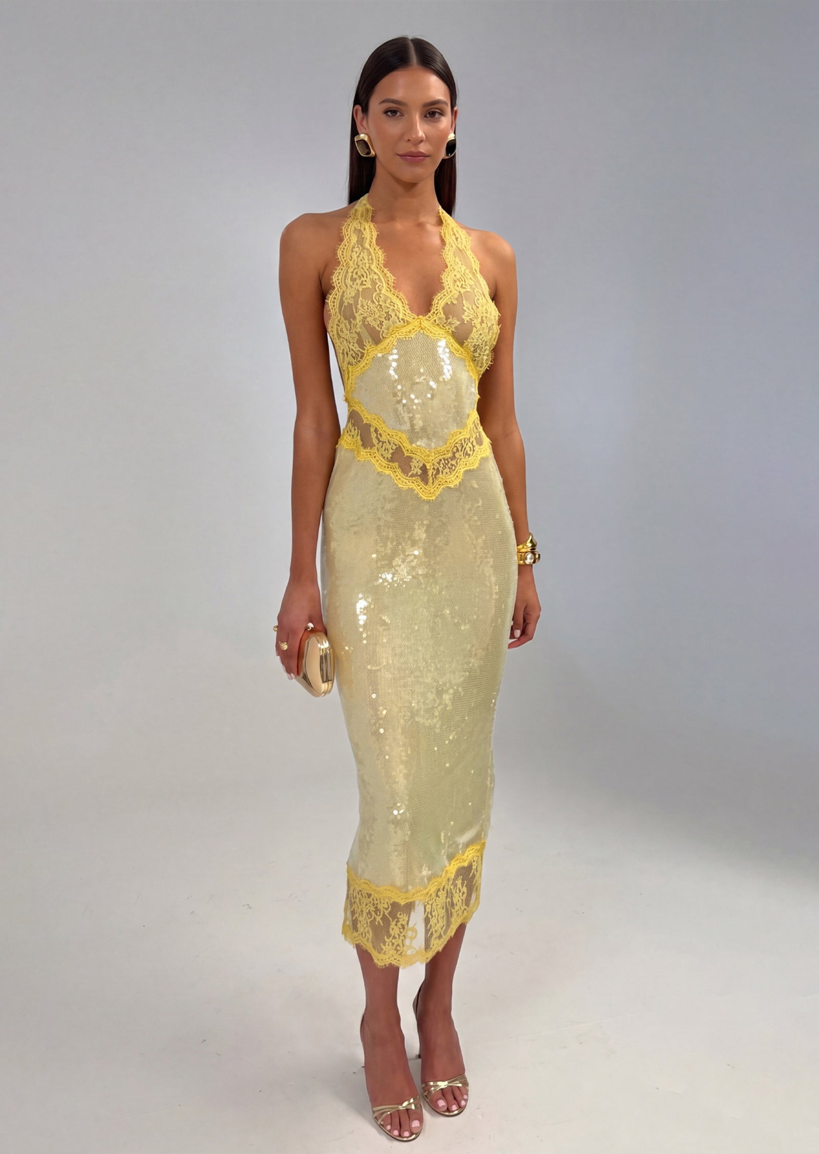 Midikleid in A-Linie mit Blumenmuster und Laternenärmeln