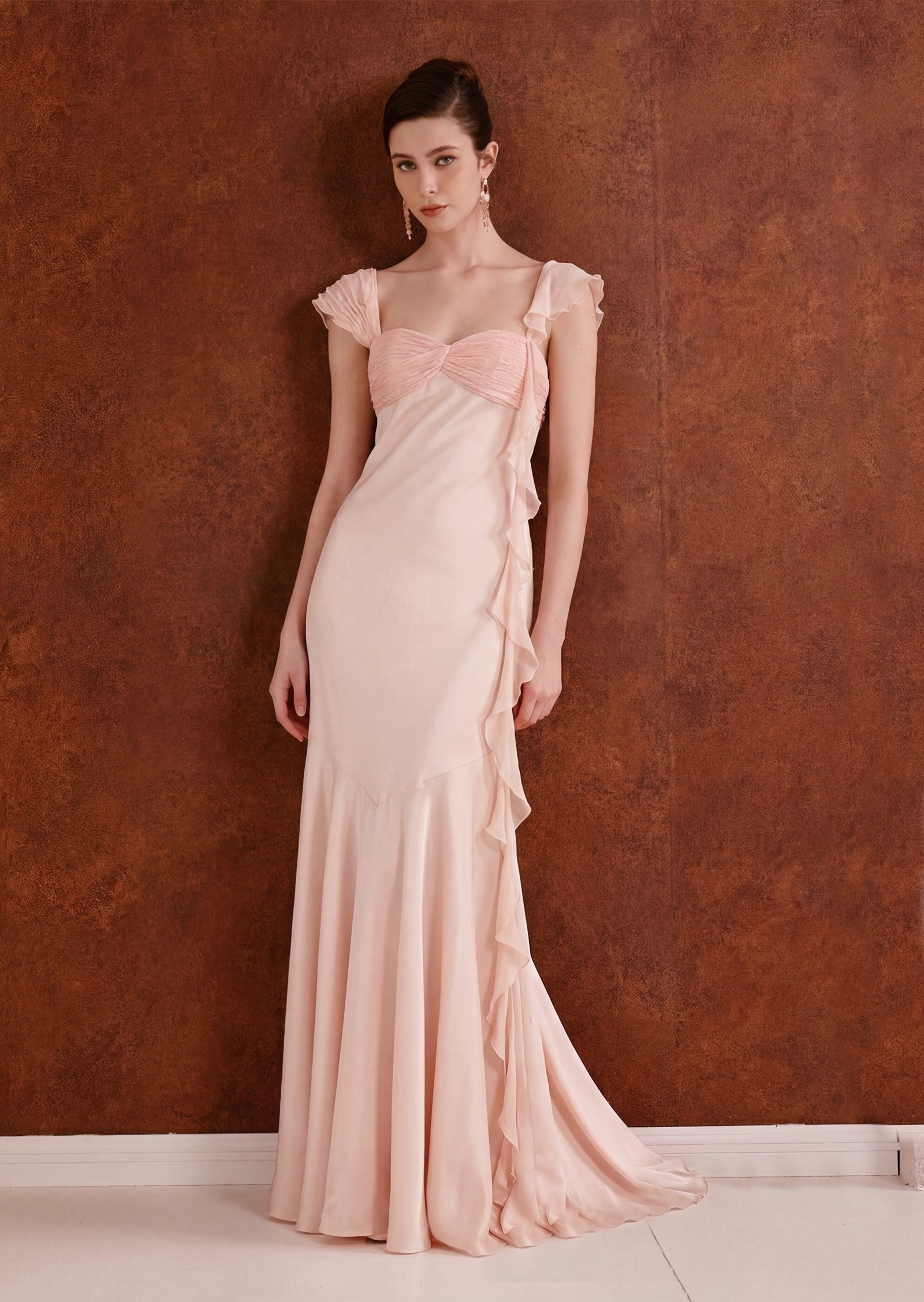 Midikleid in A-Linie mit Blumenmuster und Laternenärmeln