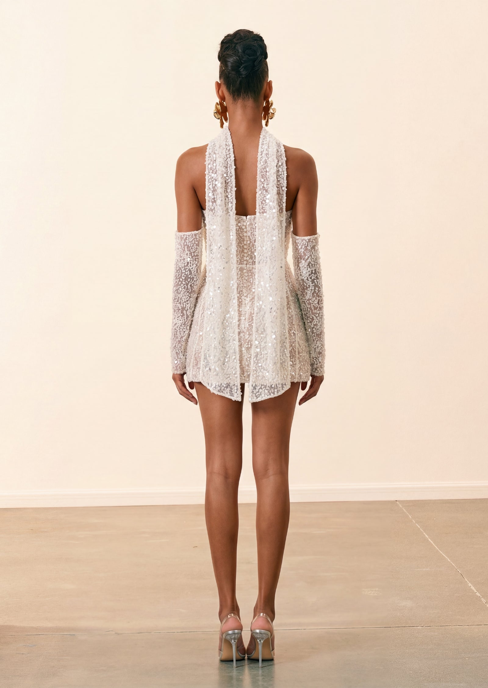 Midikleid in A-Linie mit Blumenmuster und Laternenärmeln