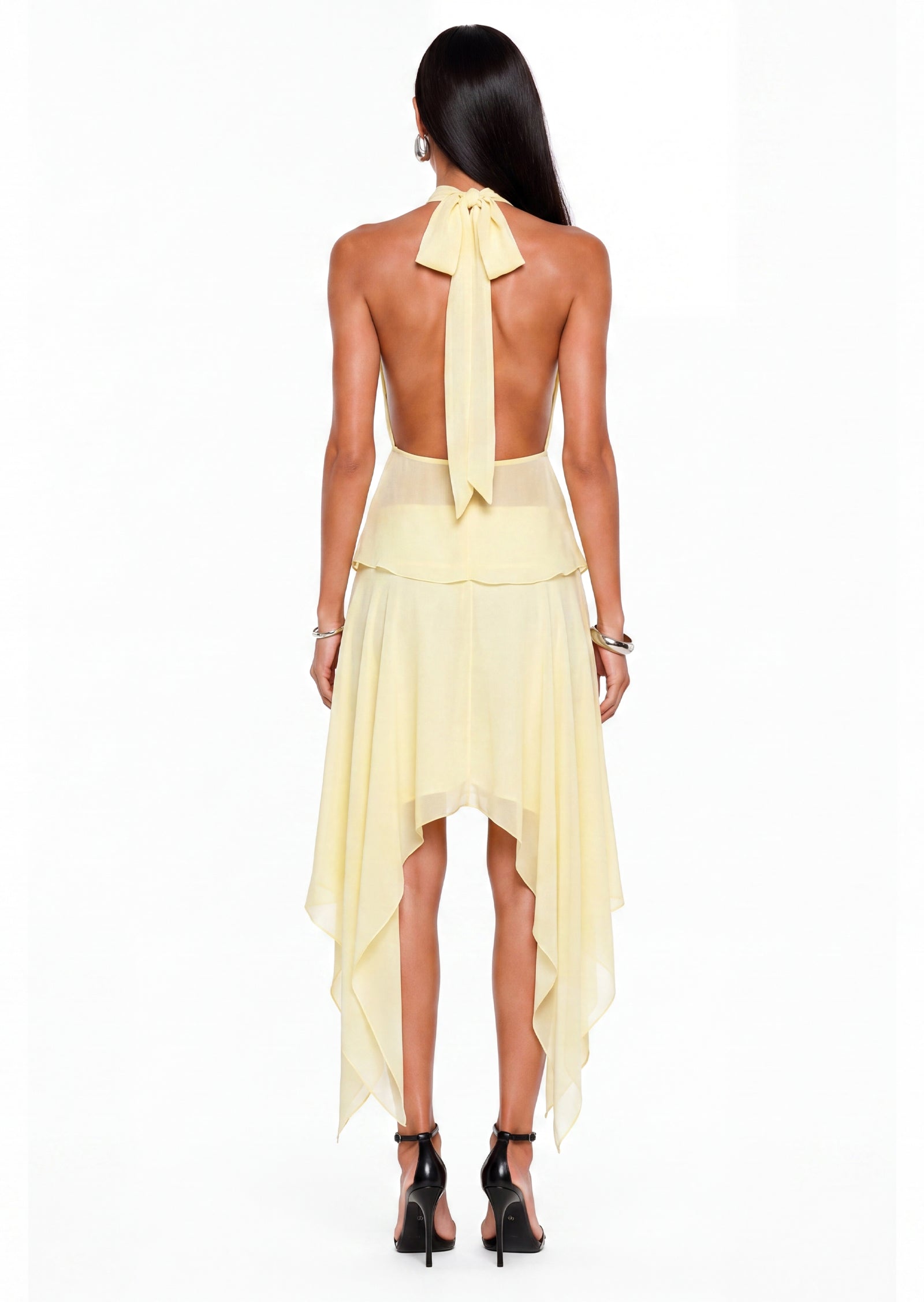 Evaleine Sheer Tulle Two Piece Set In Yellow