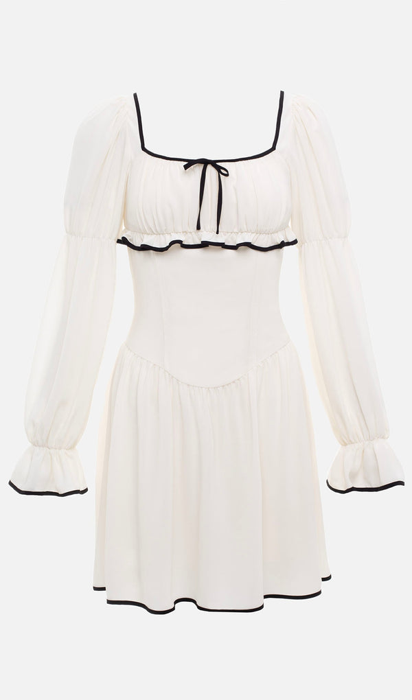 Contrast Edging And Bow Mini Dress