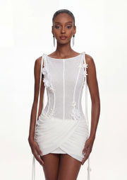 Niaca Mini Dress With Textured In White