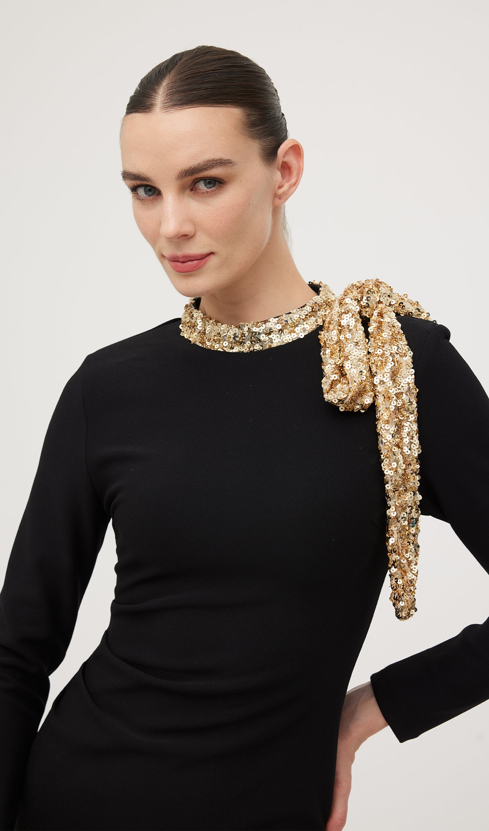 Midikleid in A-Linie mit Blumenmuster und Laternenärmeln