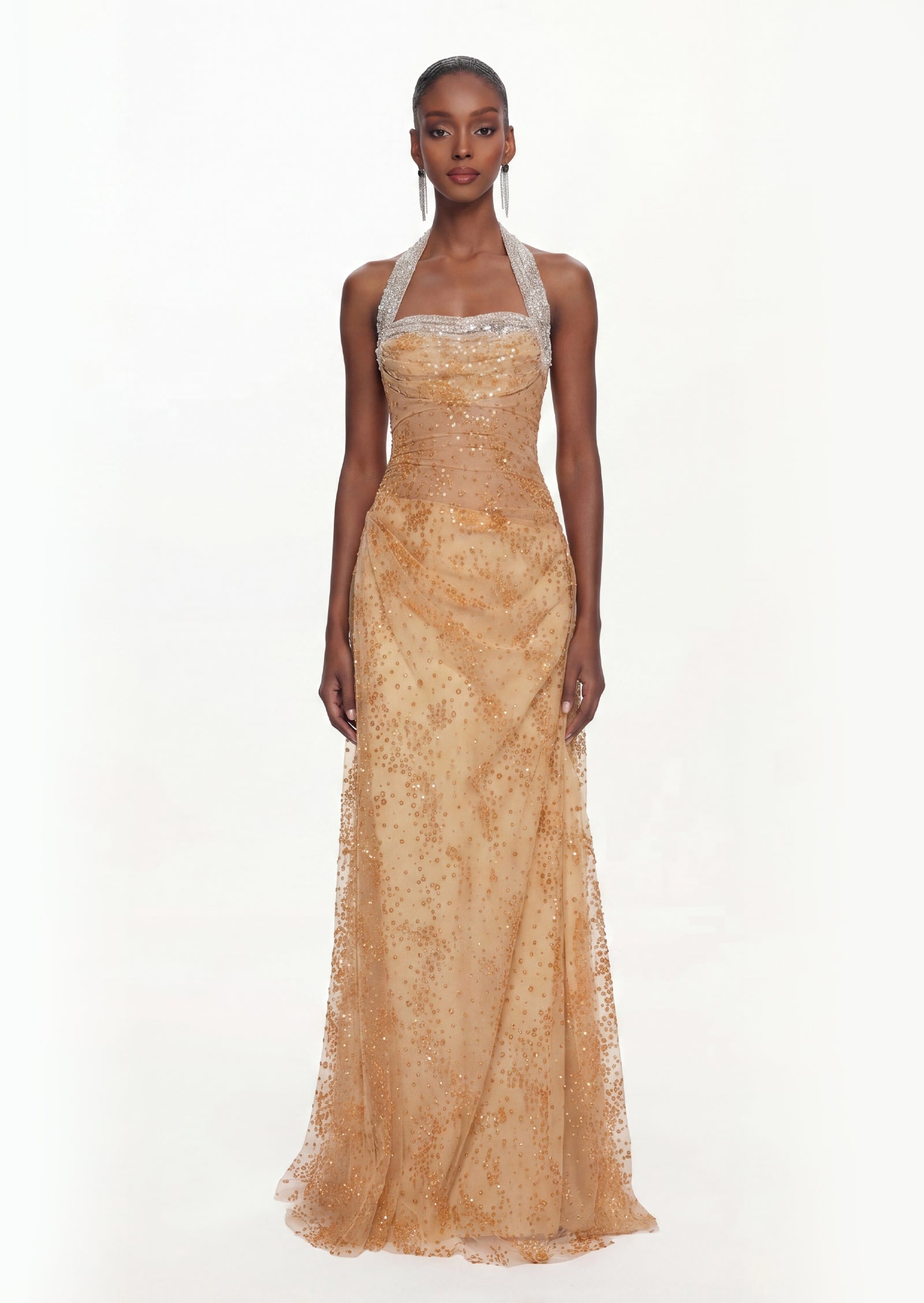 Odyssa Halter Sequined Maxi Dress