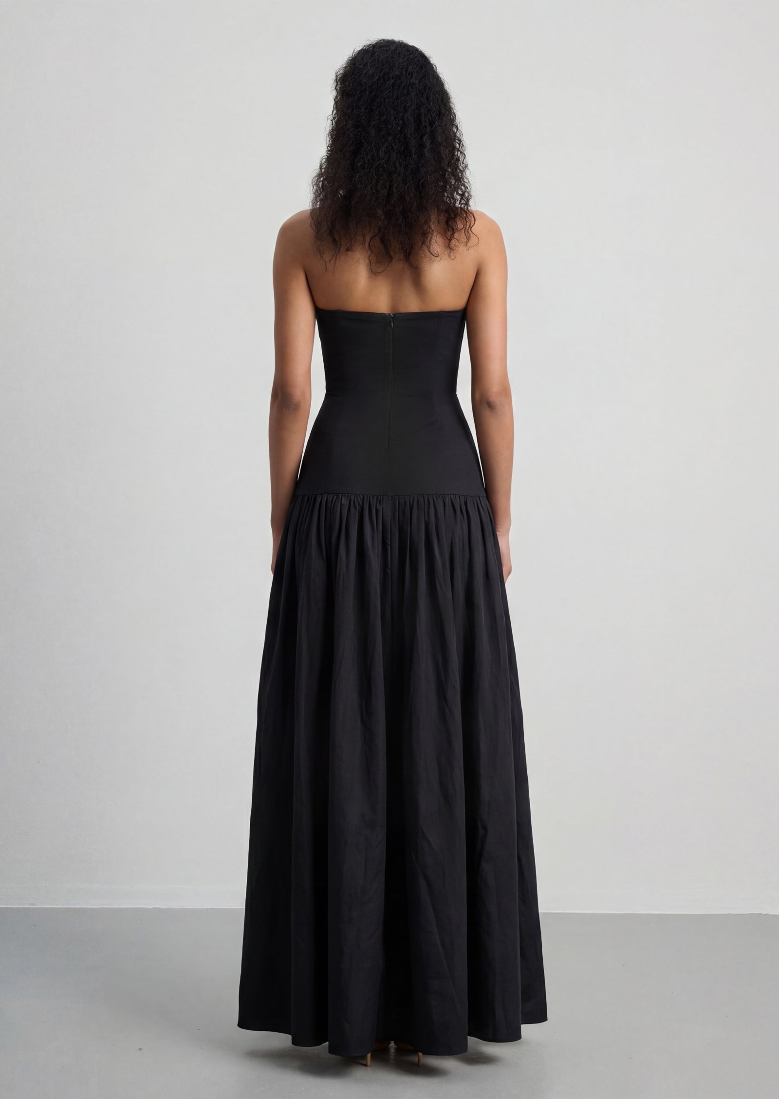 Strapless Cut Out Detail A Line Maxi Dress