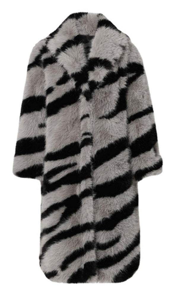 Faux Fur Zebra Print Coat