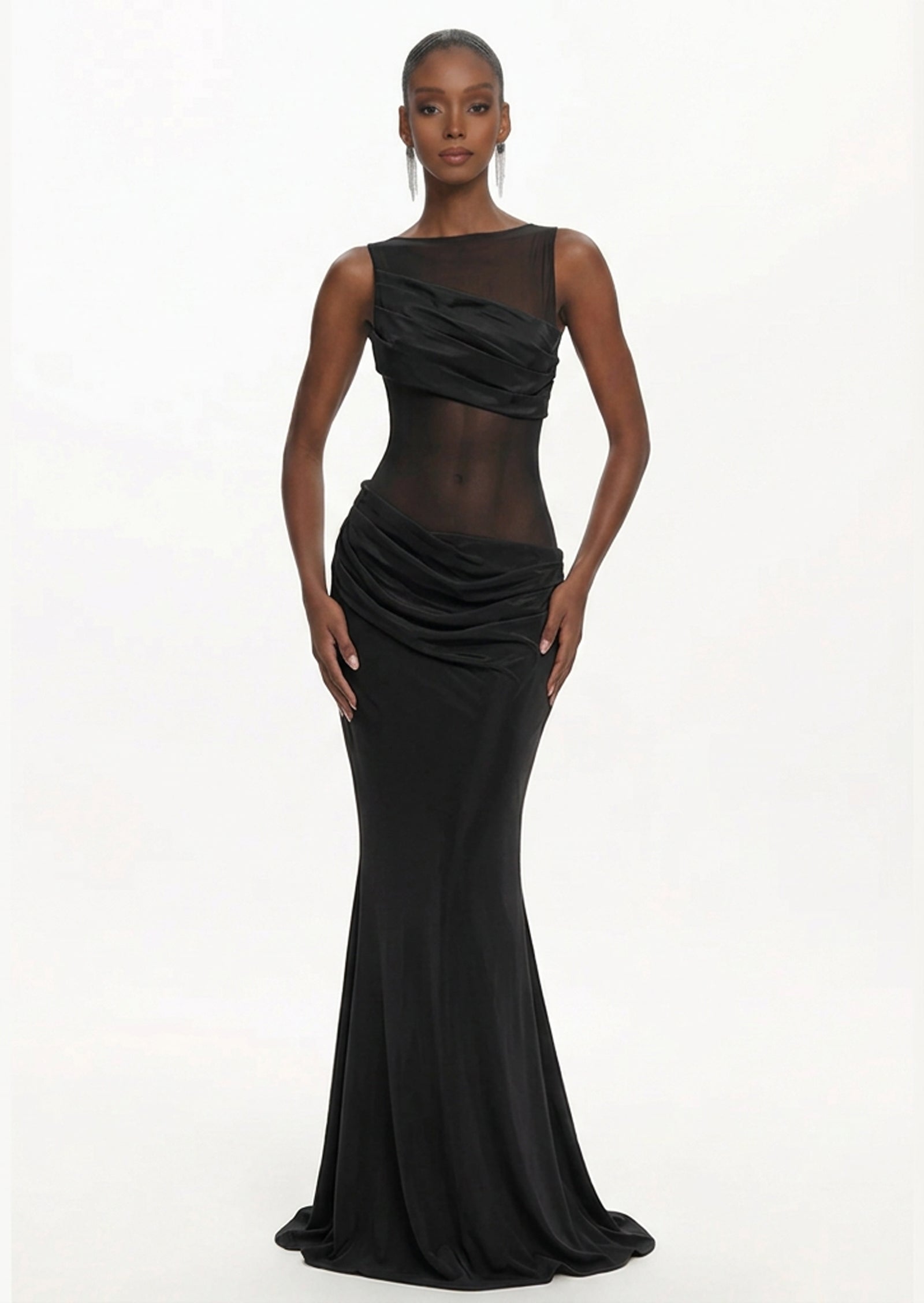 Midikleid in A-Linie mit Blumenmuster und Laternenärmeln