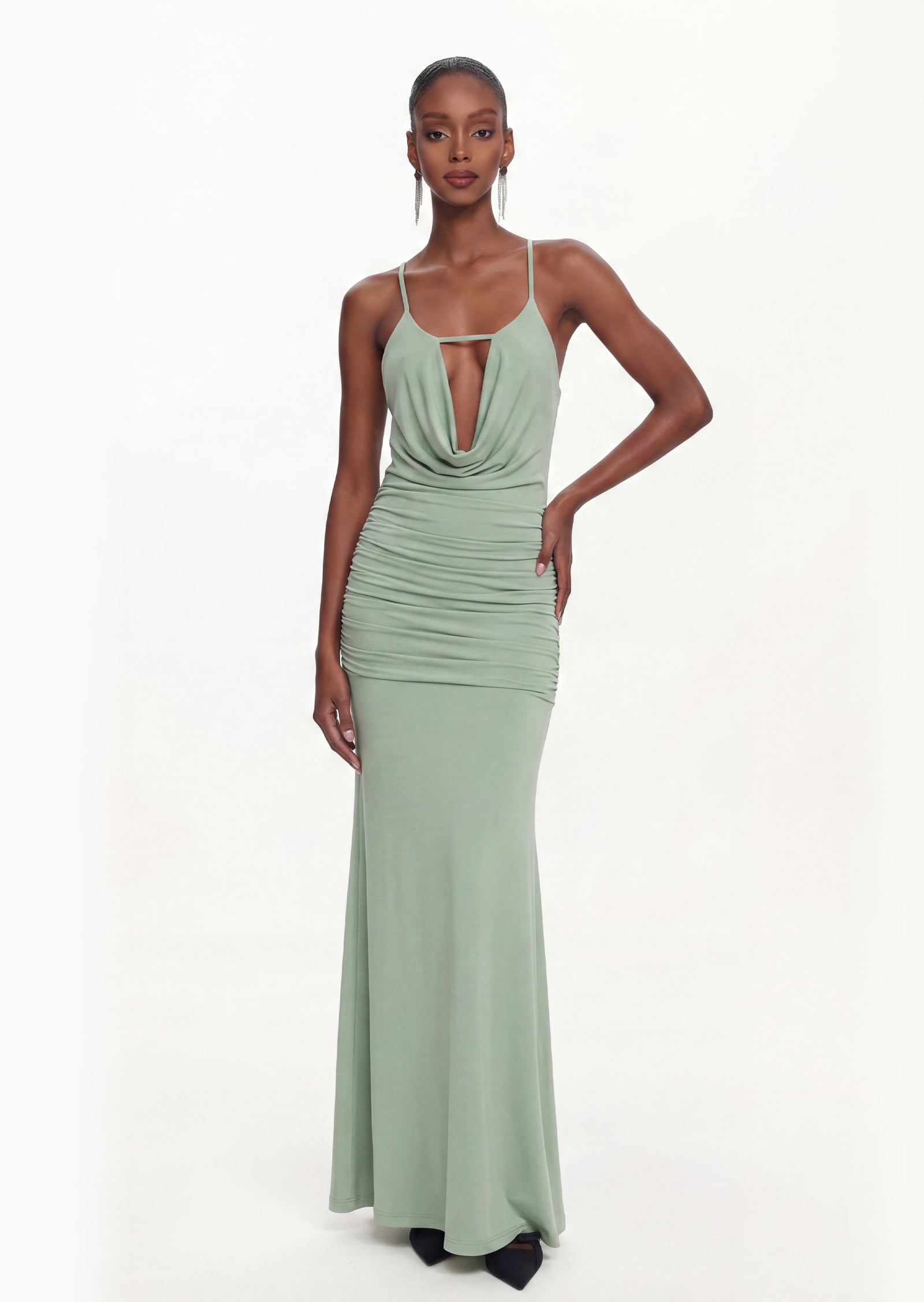 Midikleid in A-Linie mit Blumenmuster und Laternenärmeln