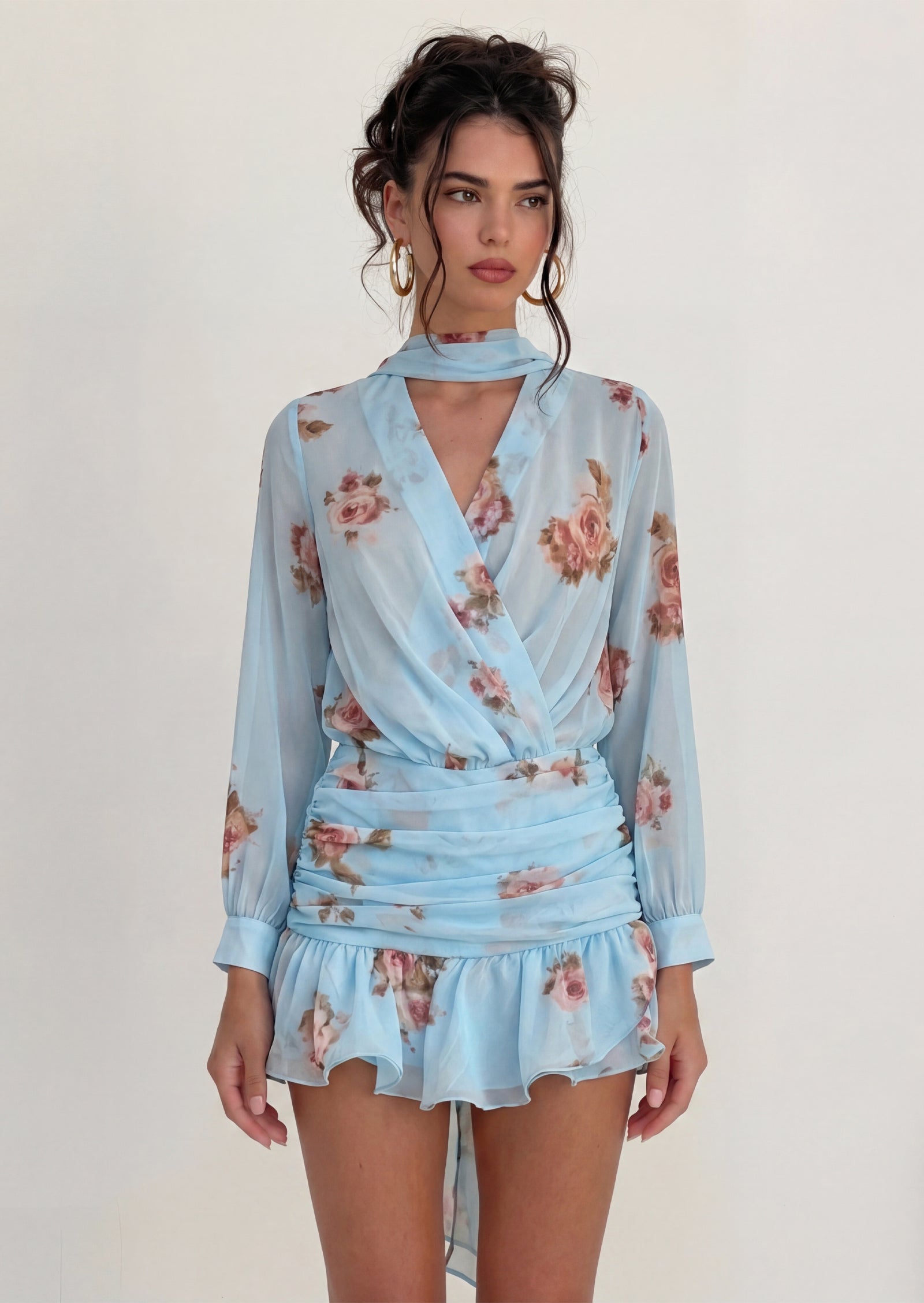 Martha Floral Print Chiffon Mini Dress