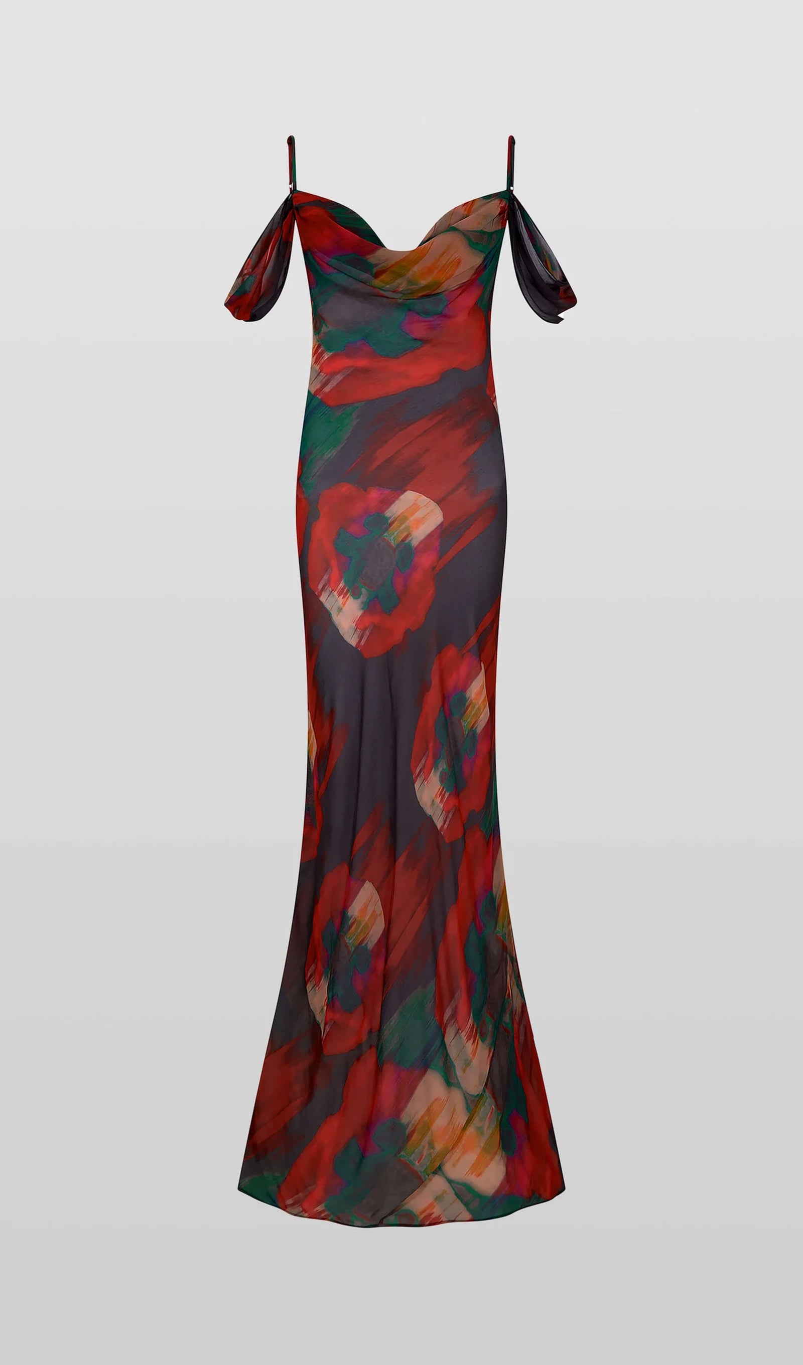 Midikleid in A-Linie mit Blumenmuster und Laternenärmeln
