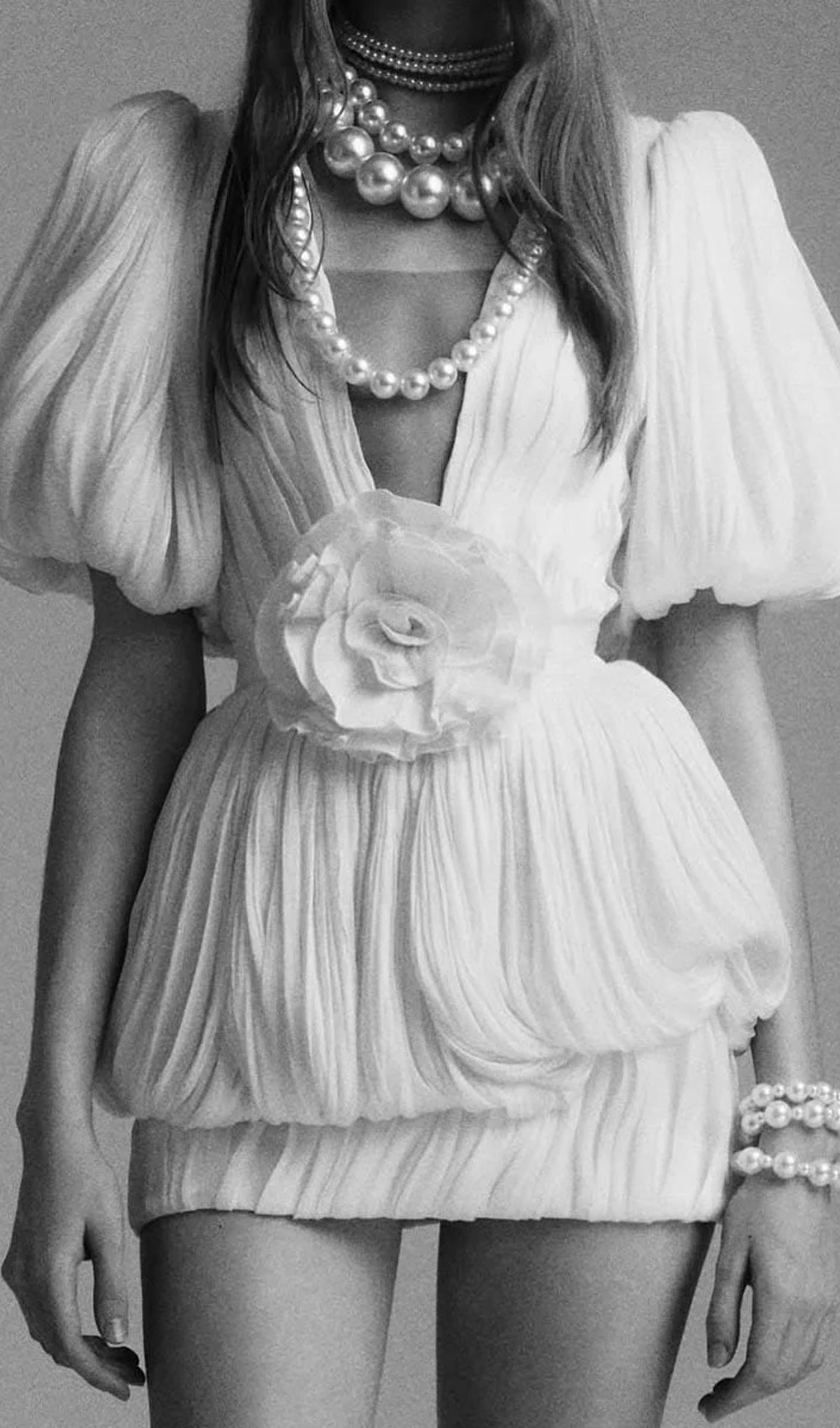Midikleid in A-Linie mit Blumenmuster und Laternenärmeln