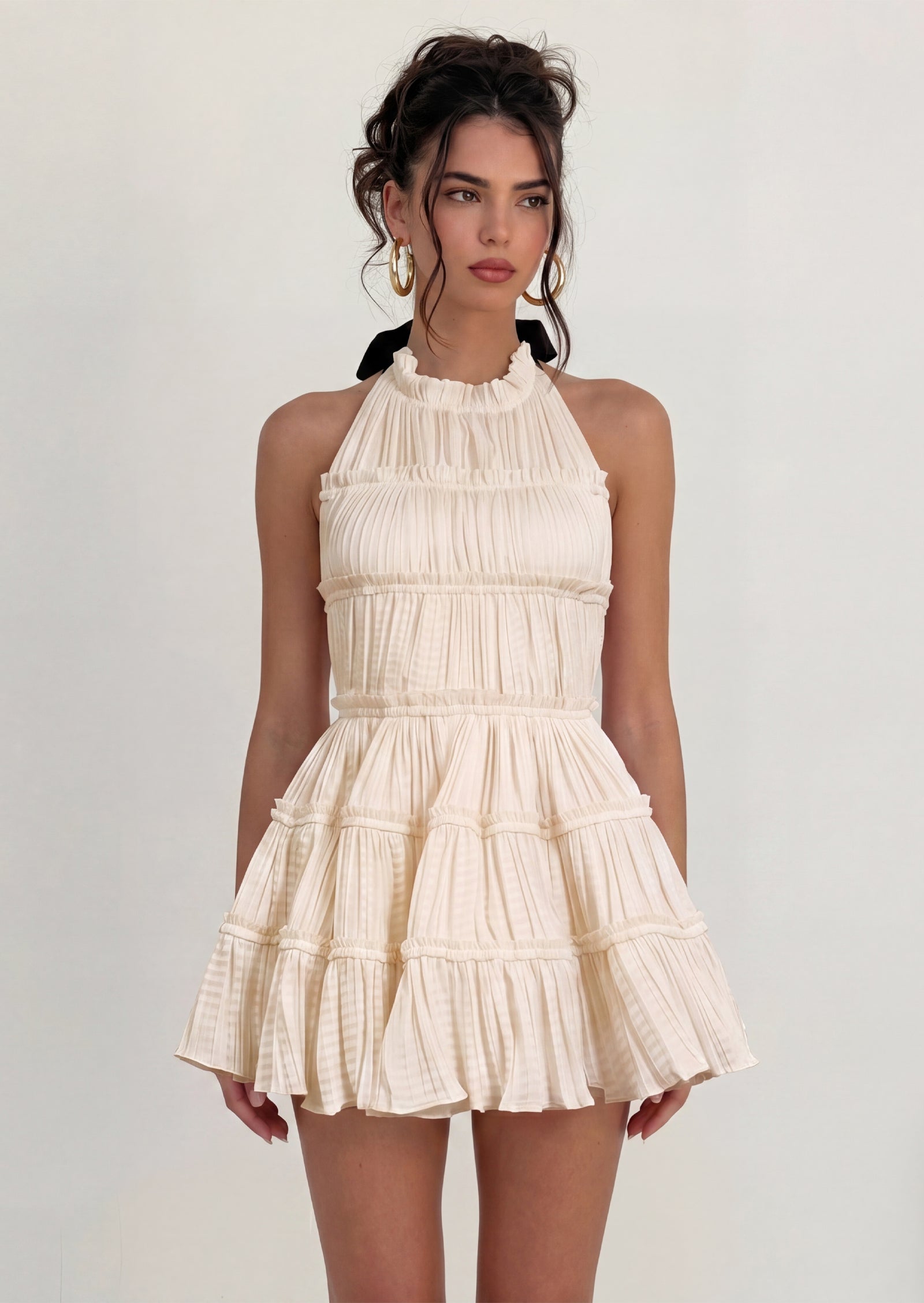 Midikleid in A-Linie mit Blumenmuster und Laternenärmeln