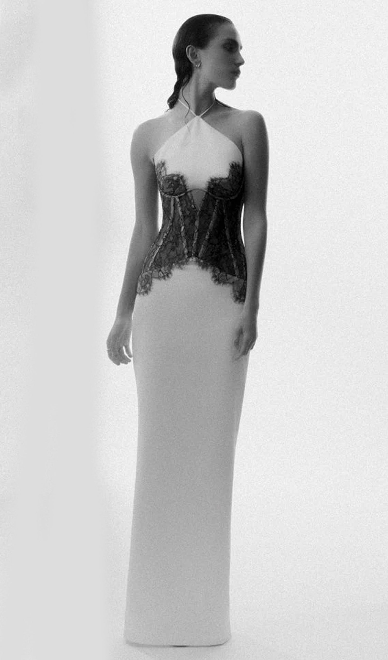 Satin And Lace Corset Maxi Dress