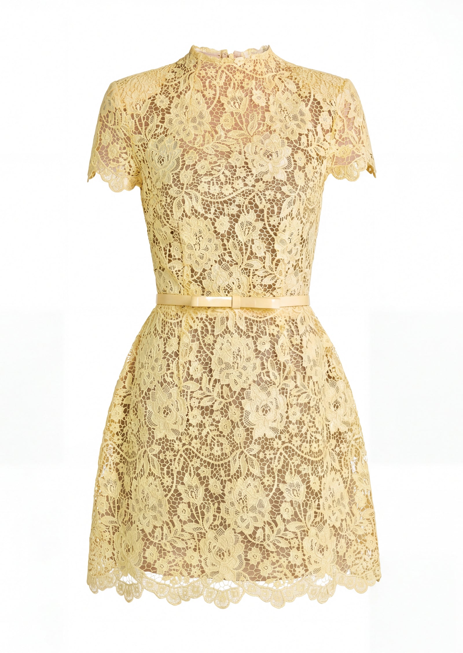 Milly Lace Mini Dress In Yellow