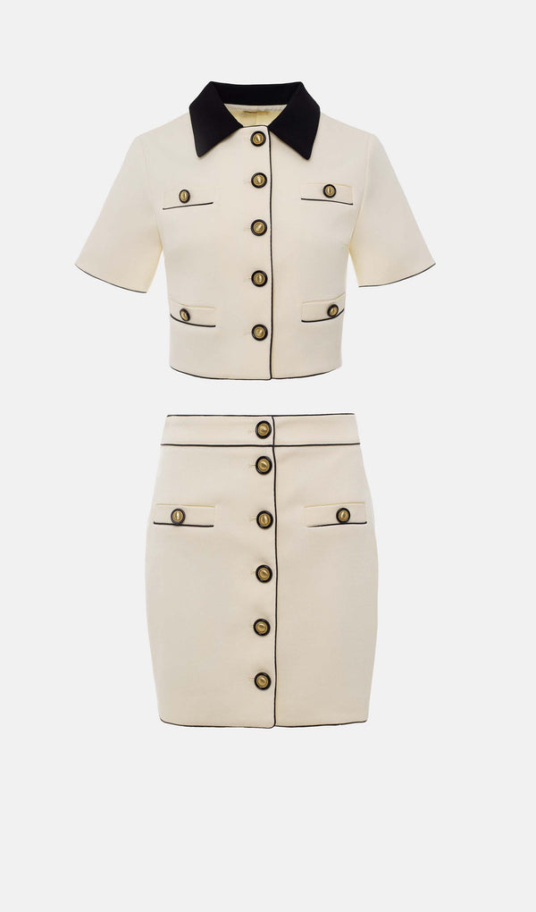 Straight Mini Skirt With Contrasting Sets