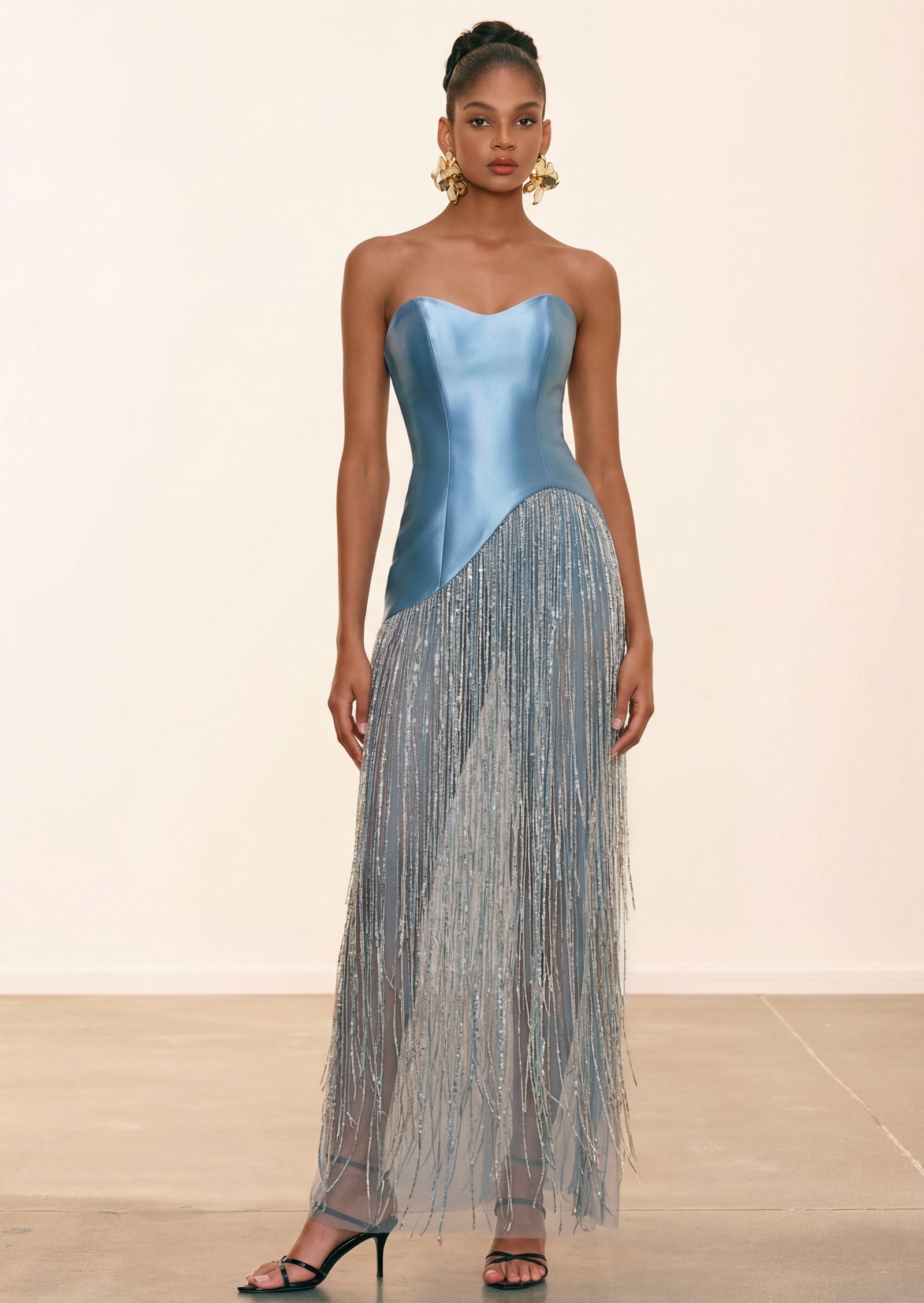Jasiel Strapless Maxi Dress In Blue