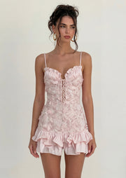Lomina Floral Lace Up Mini Dress
