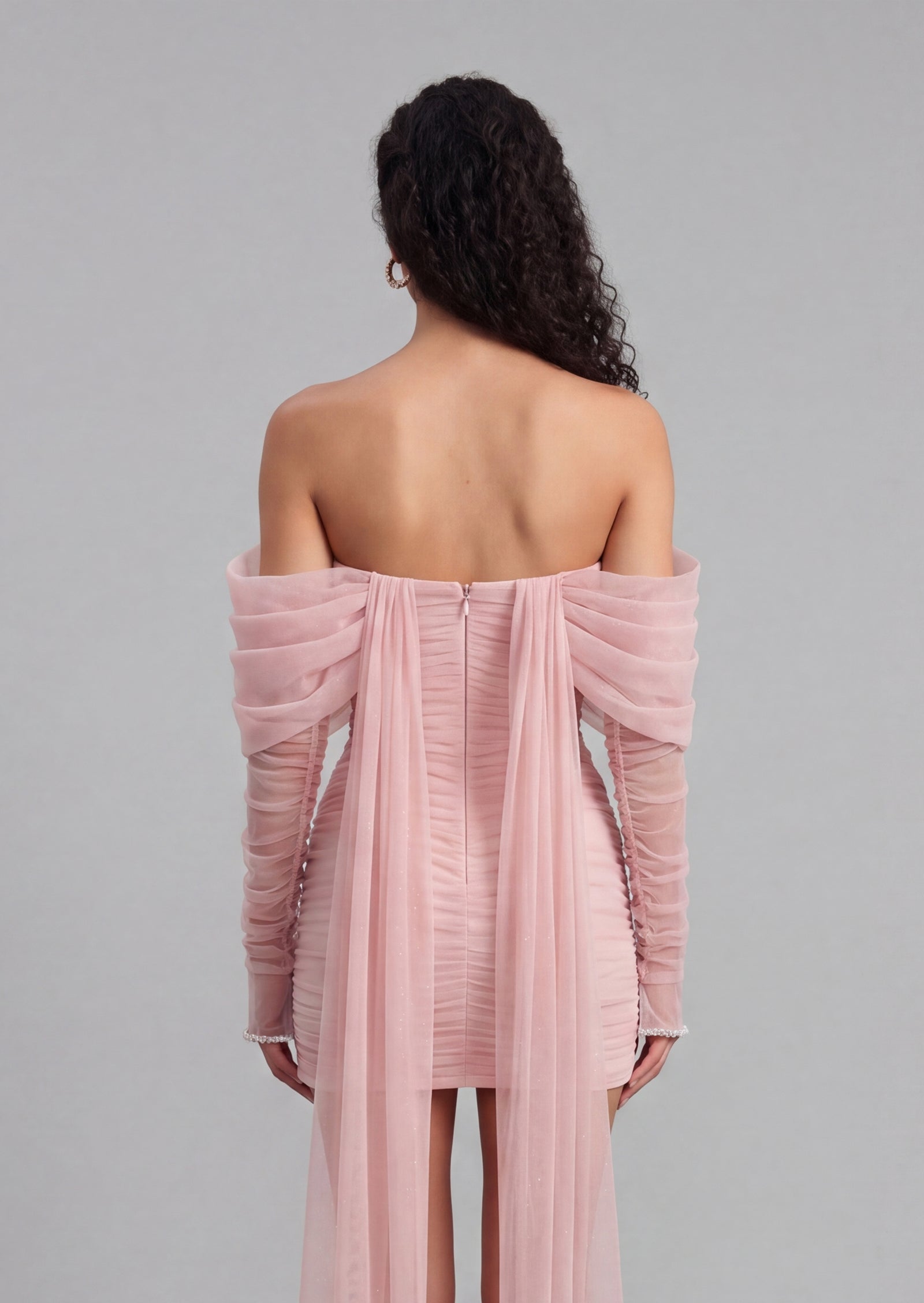 Keren Beaded Bow Strapless Mini Dress In Pink