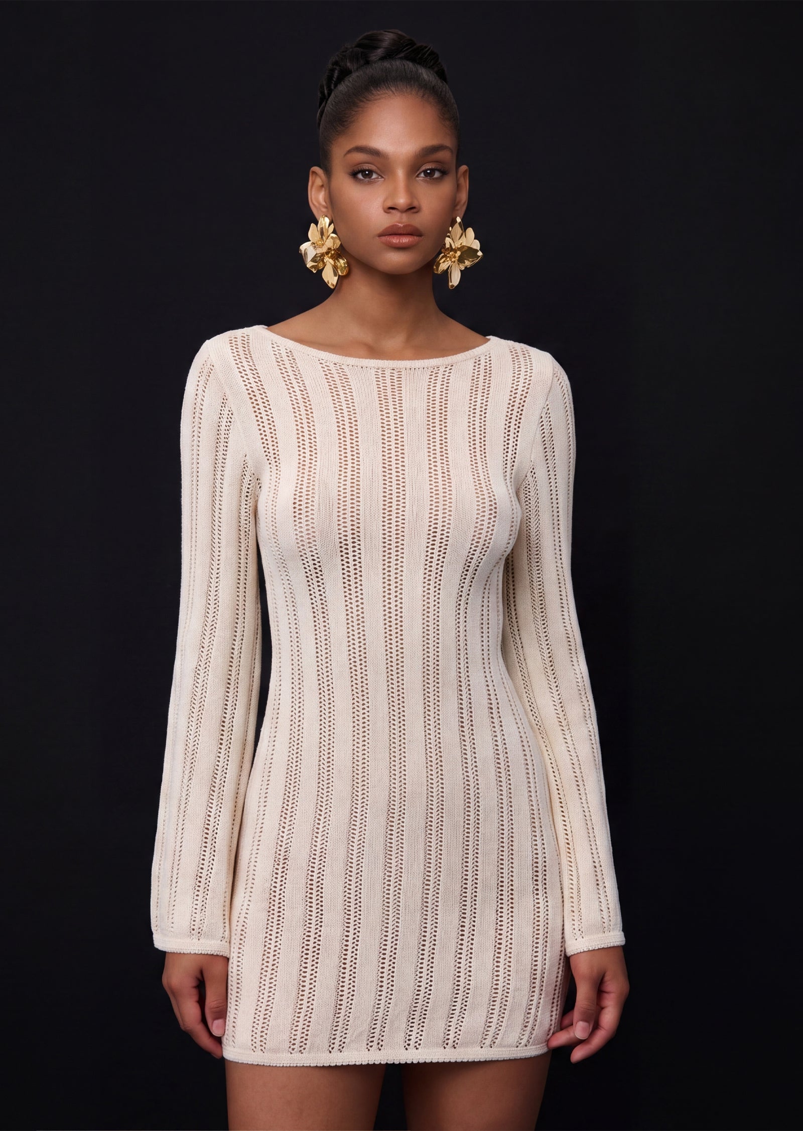Ashika Hollow Knit Mini Dress