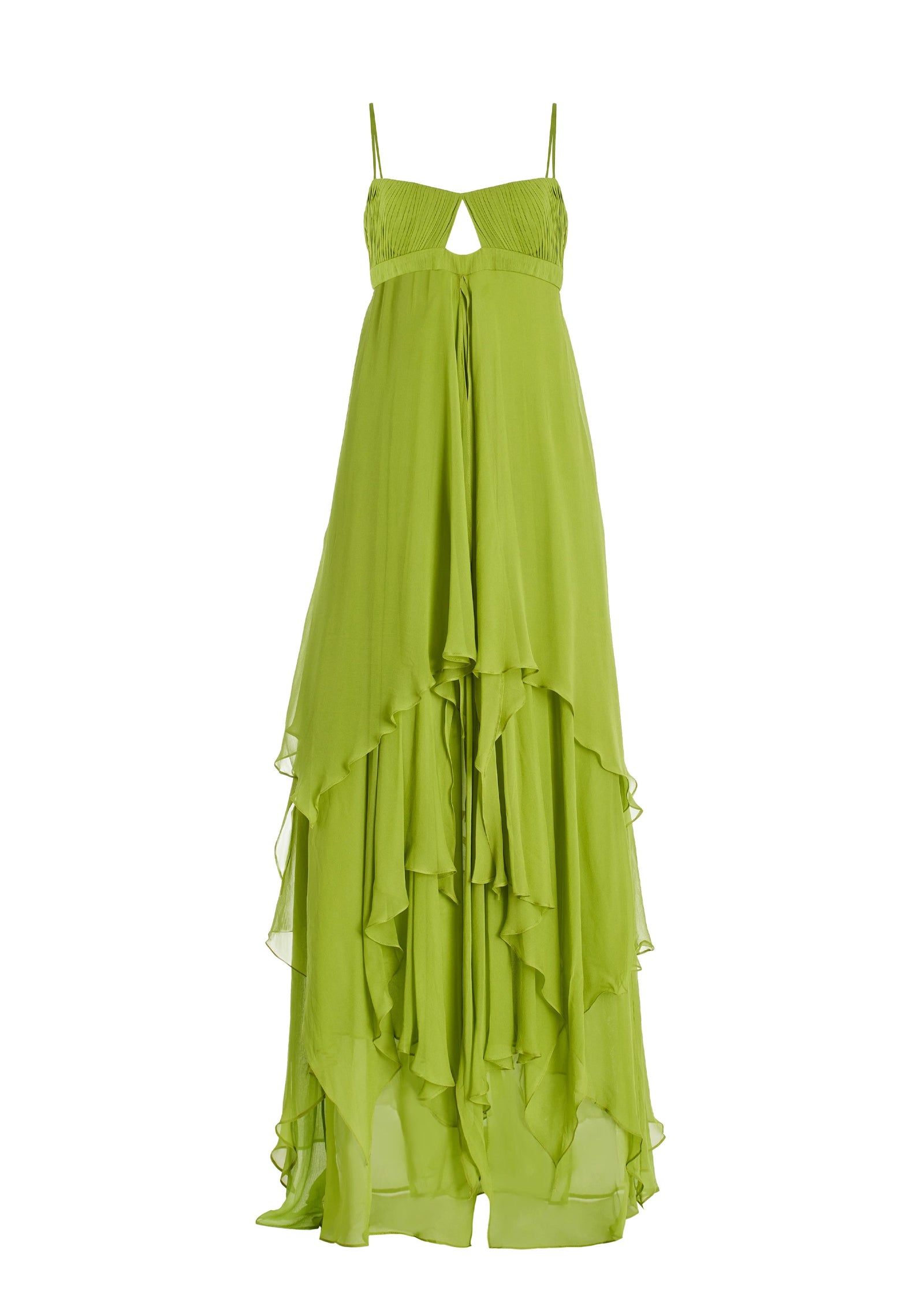 Maria Pleated Cut Out Maxi Dress In Green