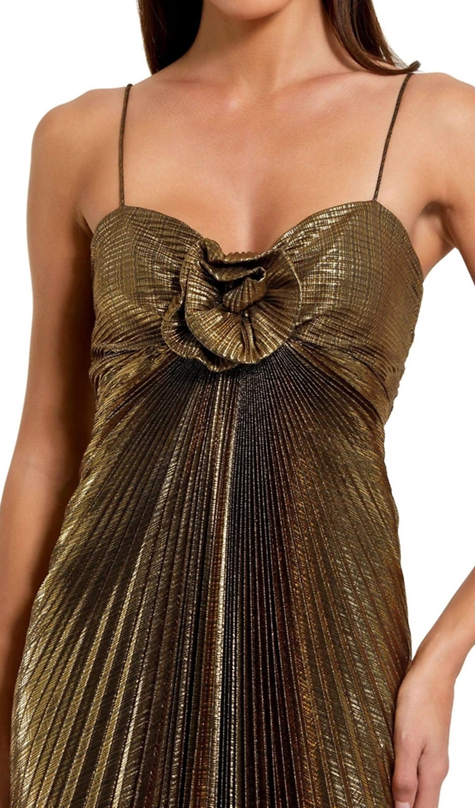 Noor Elegance Metallic Gown With 3D Flower