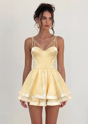 Joelle Mini Dress With Rhinestones In Yellow