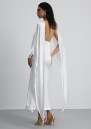 Satin Cape Two Piece Maxi Dress