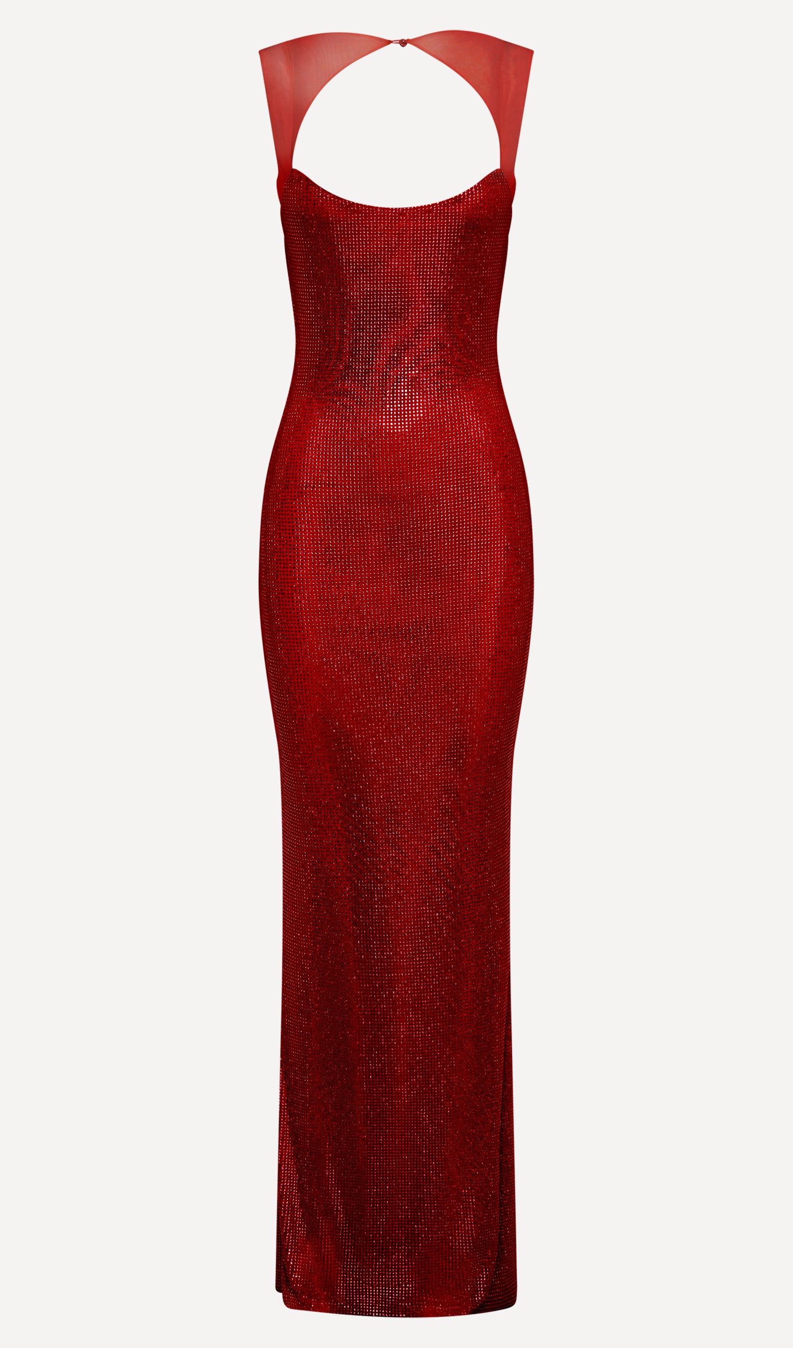 Hot Fix Maxi Dress With Mesh Red